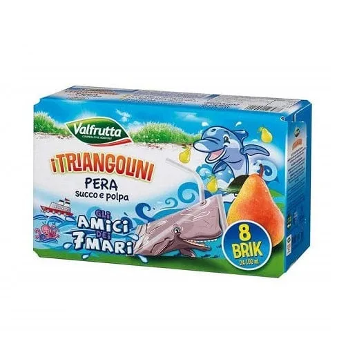 12x Valfrutta I Triangolini Pera Birne Fruchtsaft 8x100ml