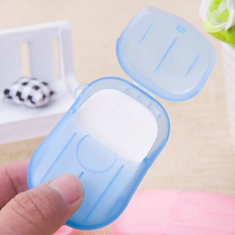20pcs/box Portable Outdoor Travel Soap Paper Washing Hand Bath Clean Scented Slice Sheets Disposable Boxes Soap Mini Paper Soap