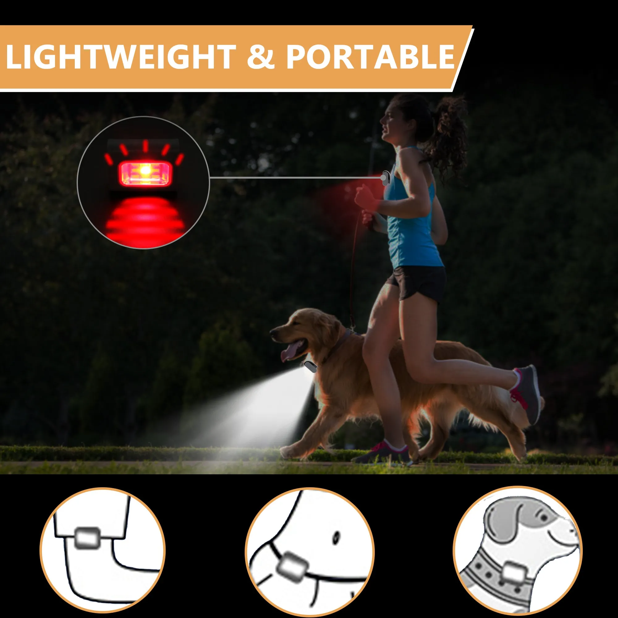 2Pack LED Running Lights Safety Light Gray Clip on Rechargeable