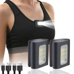 2Pack LED Running Lights Safety Light Gray Clip on Rechargeable