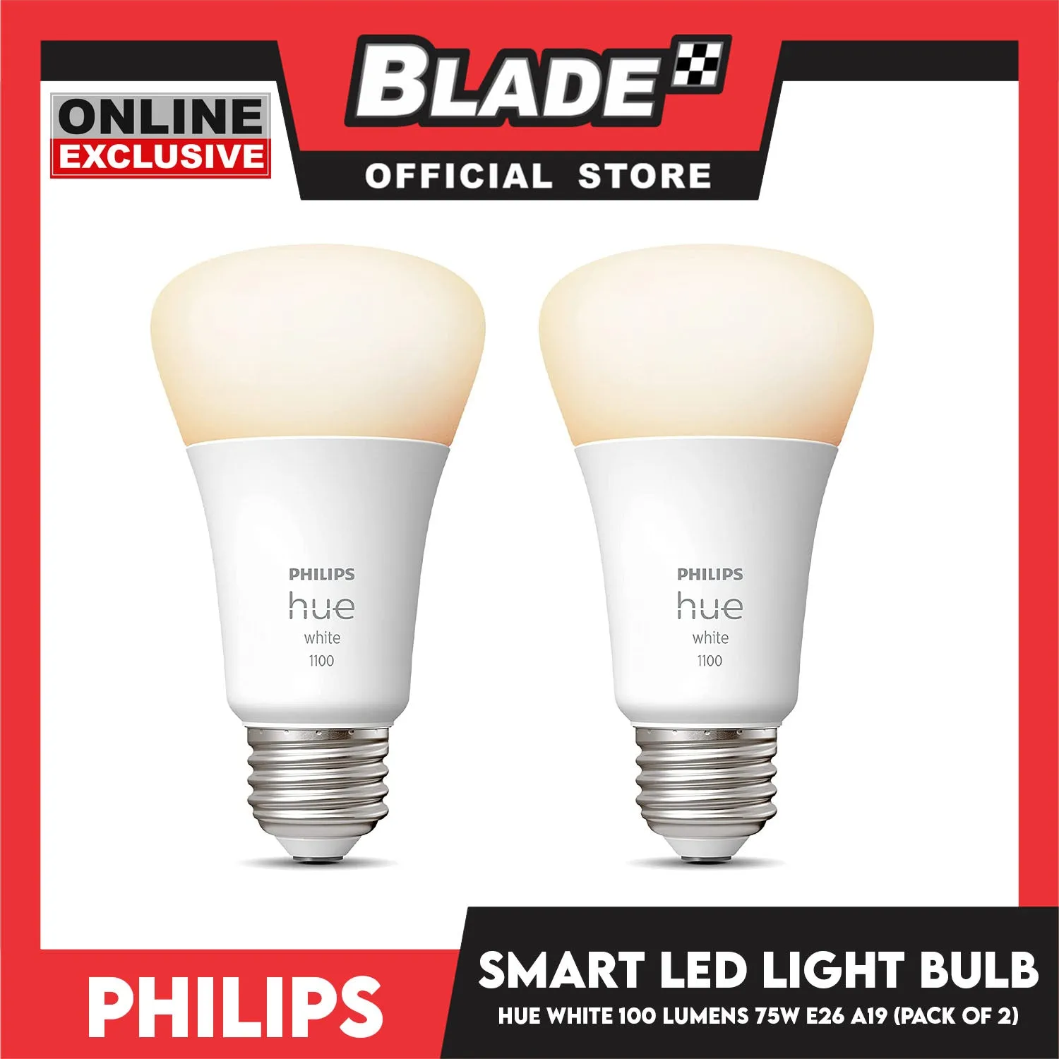 2pcs Philips Smart Led Light Bulb HUE (White) 100 Lumens 75W E26 A19