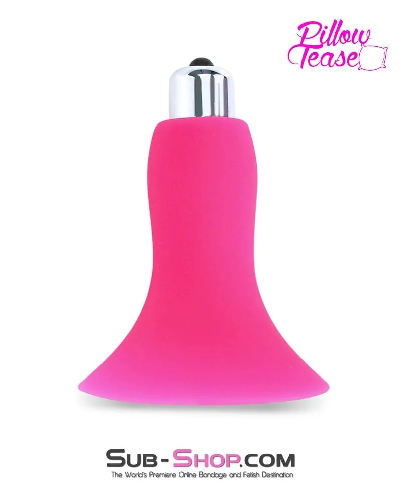 7081S      Vibrating Pink Silicone Breast Suction Cup with Nipple Stimulators Inside, Single