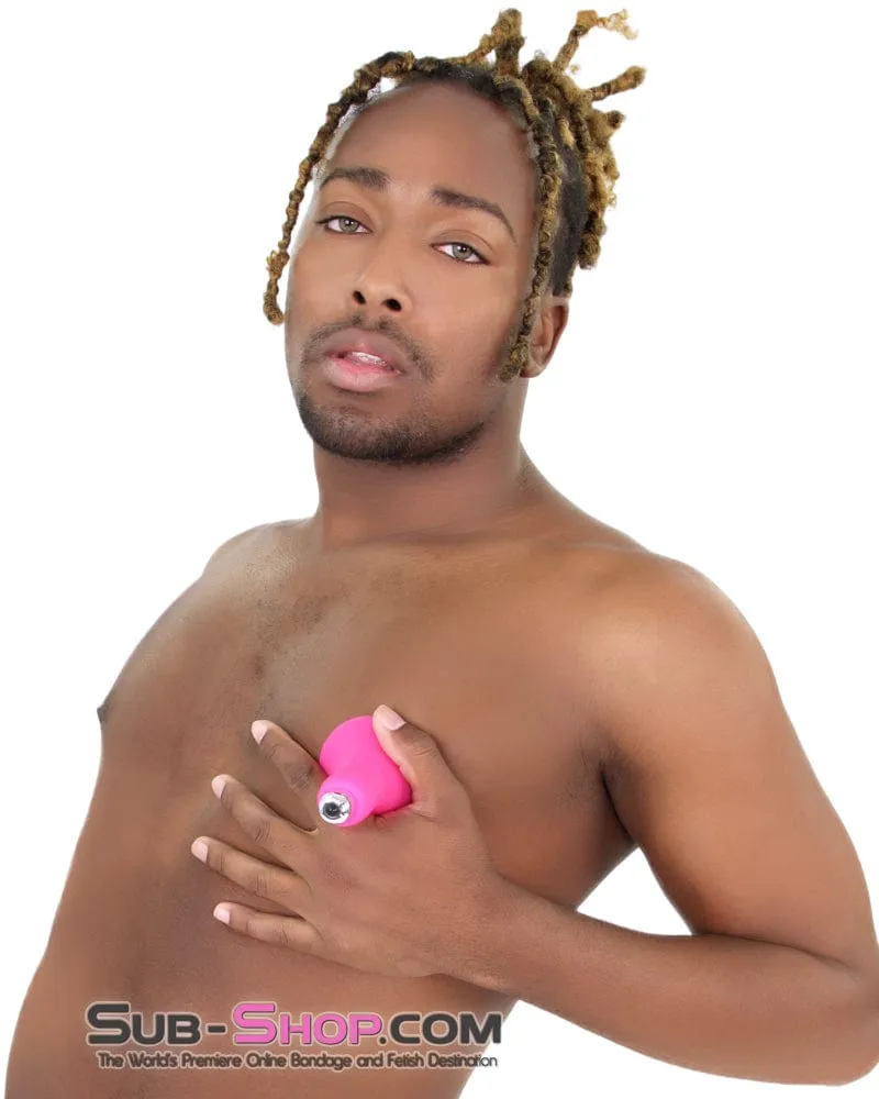 7081S      Vibrating Pink Silicone Breast Suction Cup with Nipple Stimulators Inside, Single