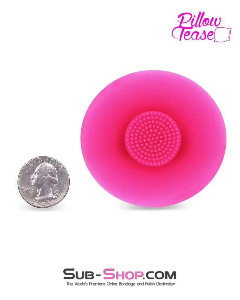 7081S      Vibrating Pink Silicone Breast Suction Cup with Nipple Stimulators Inside, Single