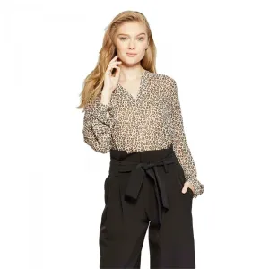 A New Day Women's Long Sleeve Sheer Popover Blouse Top Shirt