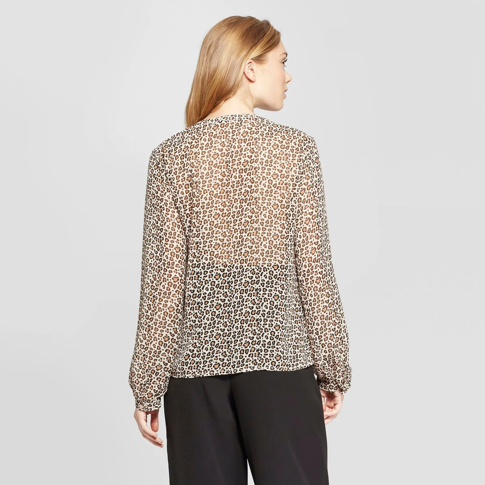 A New Day Women's Long Sleeve Sheer Popover Blouse Top Shirt