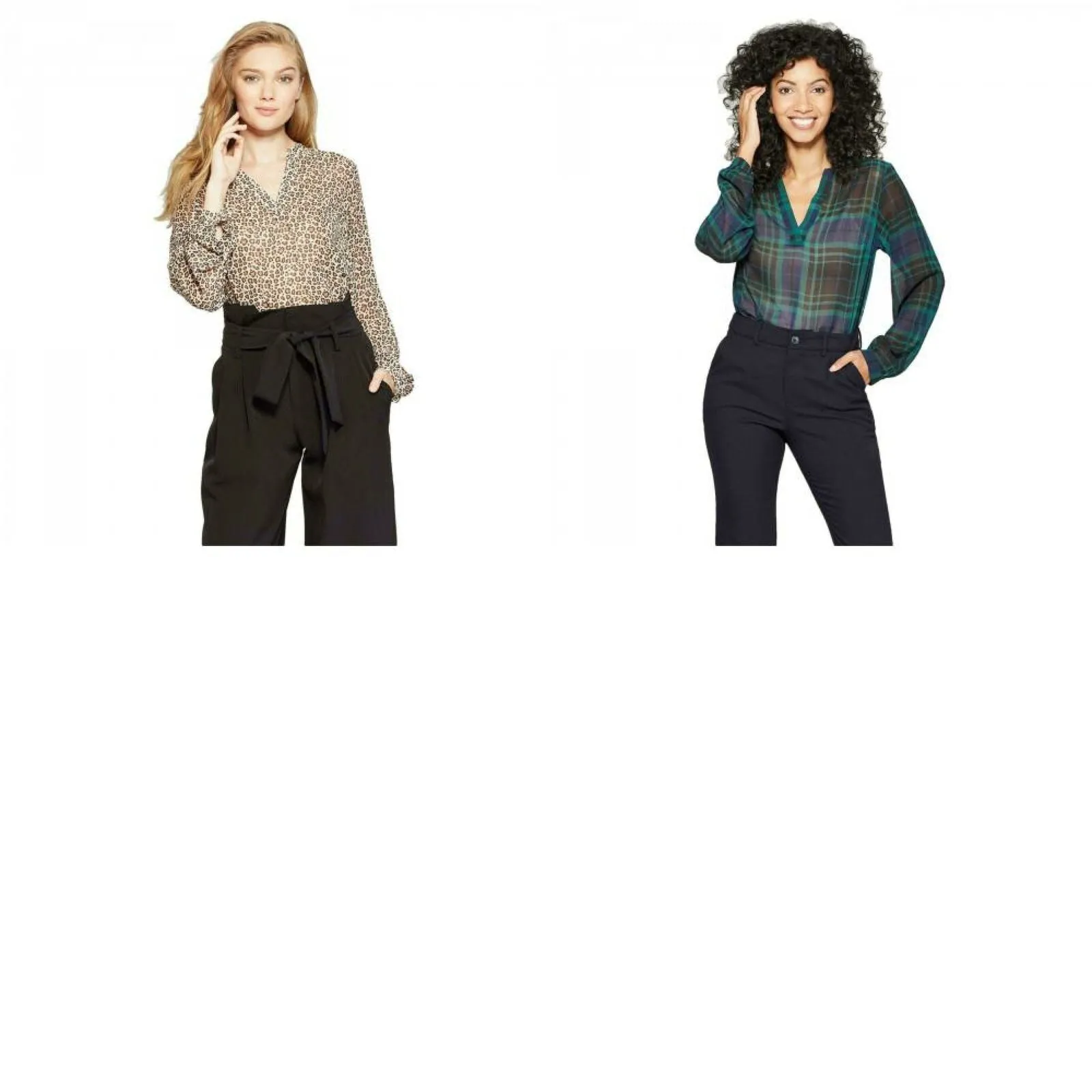 A New Day Women's Long Sleeve Sheer Popover Blouse Top Shirt