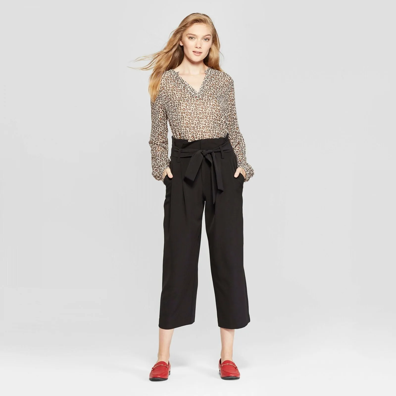 A New Day Women's Long Sleeve Sheer Popover Blouse Top Shirt