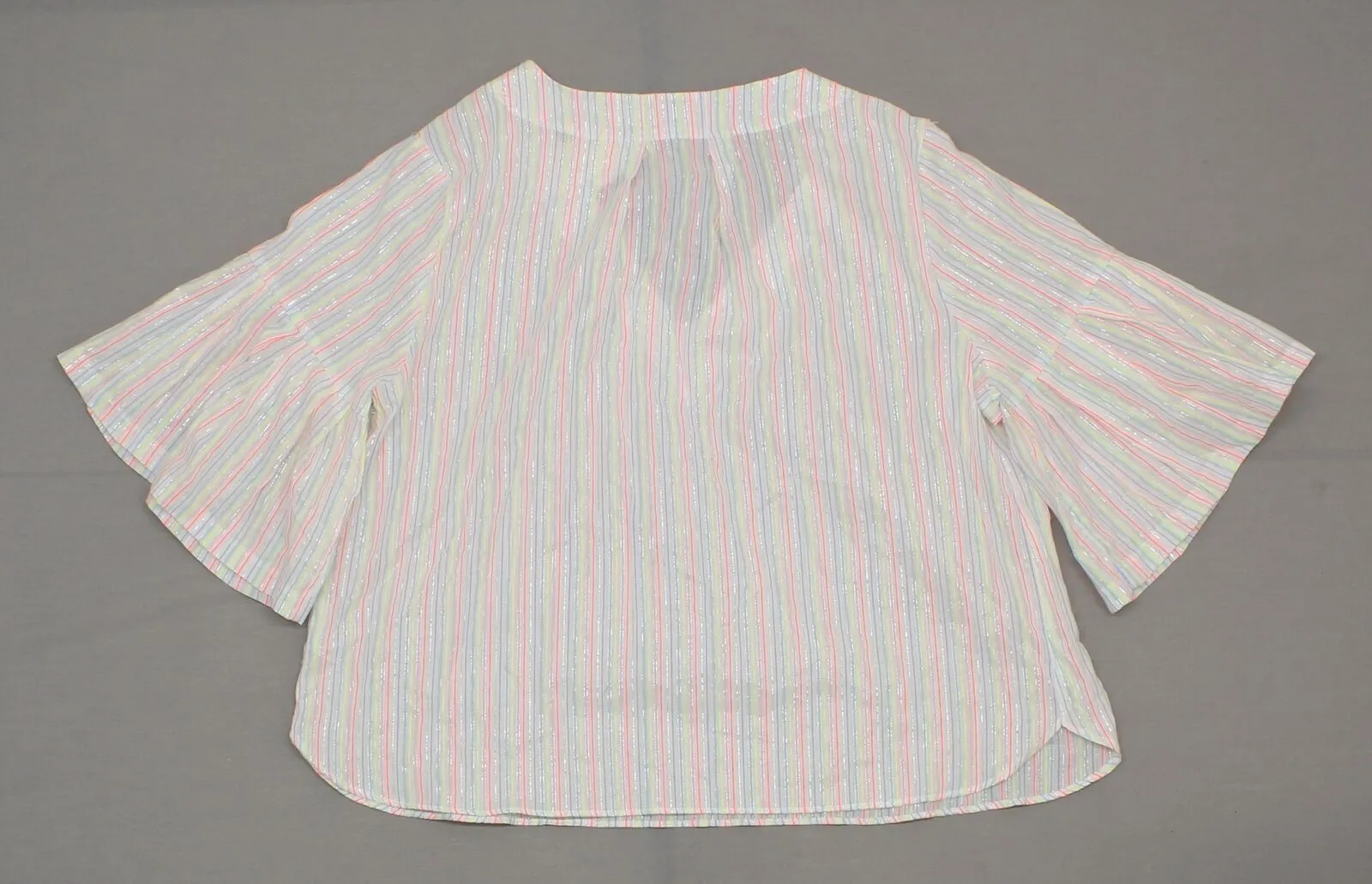 A New Day Women's Striped Ruffle Sleeve Shine Blouse Shirt Top