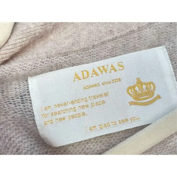 Adawas Women's Eco-Fur Pocket Wool Knit Cardigan Sweater Cream Tan Size 38 B2