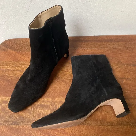 Ann Taylor Black Ankle Booties with Suede Finish