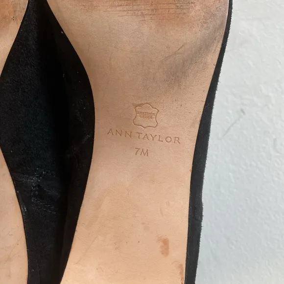 Ann Taylor Black Ankle Booties with Suede Finish