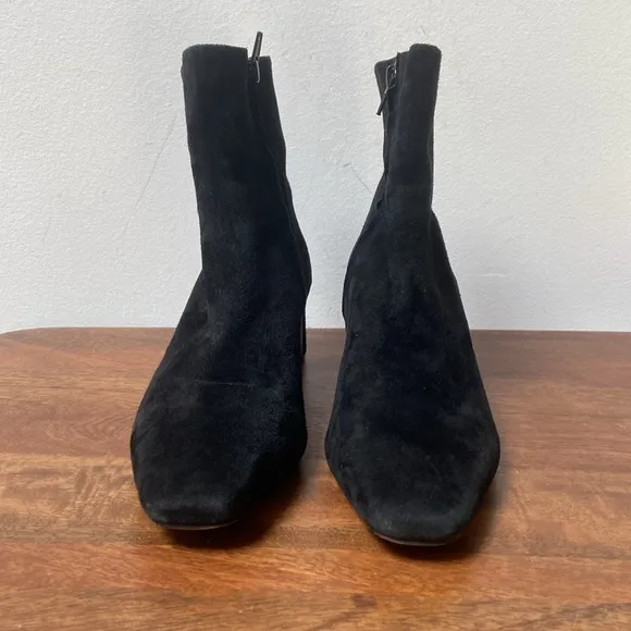 Ann Taylor Black Ankle Booties with Suede Finish