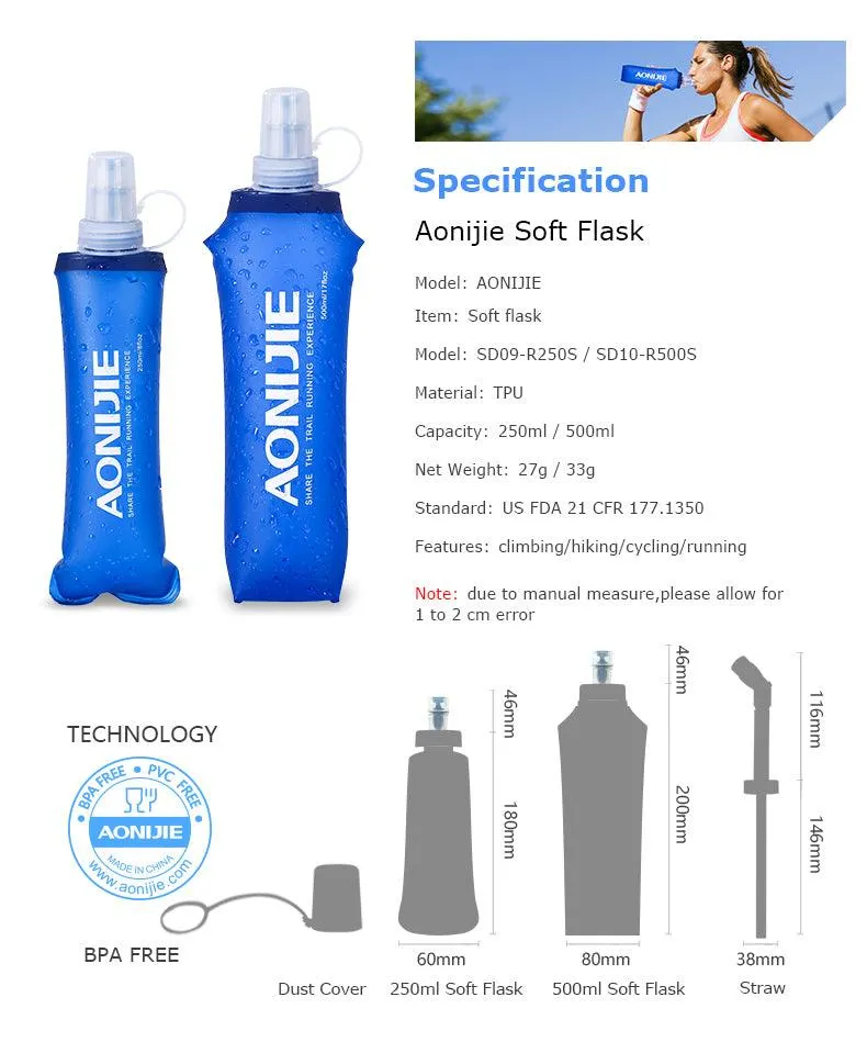 AONIJIE Hydration Soft Flask 250ML & 500ML
