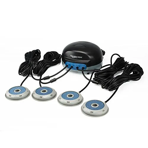 Aquascape Pond AIR 4 Aerator with 2 Additional Replacement AIRSTONES, Air Line, Power Cord and More - Adds Oxygen, Raises Water Quality and Clarity, Helps Fish and Plants - Quiet and Energy Efficient