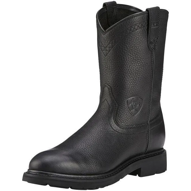 Ariat Men's Sierra 10" Soft Toe Pull-On Western Work Boot - Black - 10002422