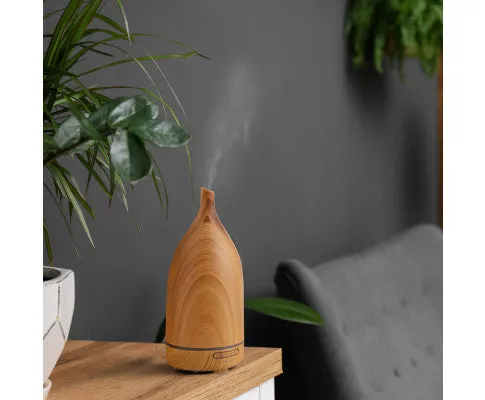 Aroma Diffuser 100ml Ultrasonic Humidifier Purifier And 3 Pack Oils - Light Wood