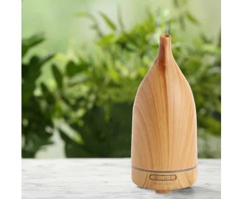Aroma Diffuser 100ml Ultrasonic Humidifier Purifier And 3 Pack Oils - Light Wood