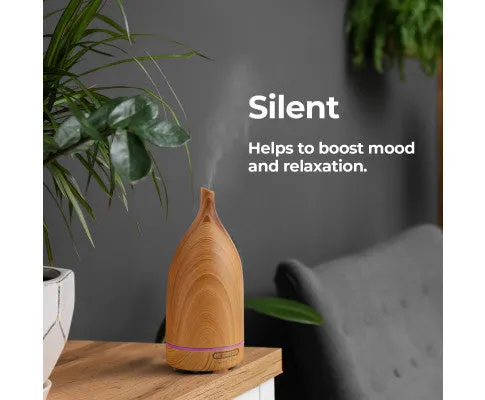 Aroma Diffuser 100ml Ultrasonic Humidifier Purifier And 3 Pack Oils - Light Wood