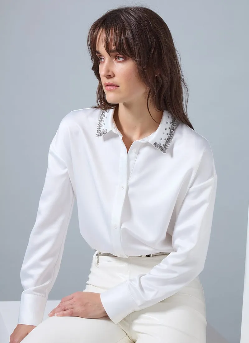 Aurora Beaded Satin Shirt