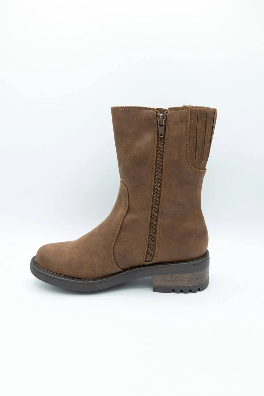 B52 by Bullboxer Mid Calf Lug Booties for Women in Cognac | 427647F6T-COGNAC