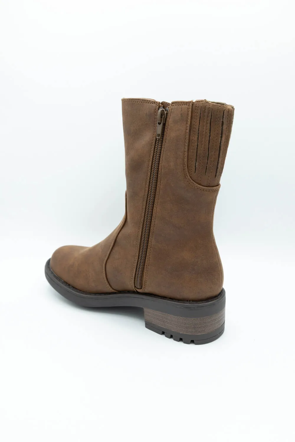 B52 by Bullboxer Mid Calf Lug Booties for Women in Cognac | 427647F6T-COGNAC