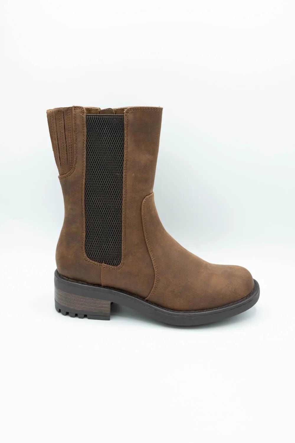 B52 by Bullboxer Mid Calf Lug Booties for Women in Cognac | 427647F6T-COGNAC