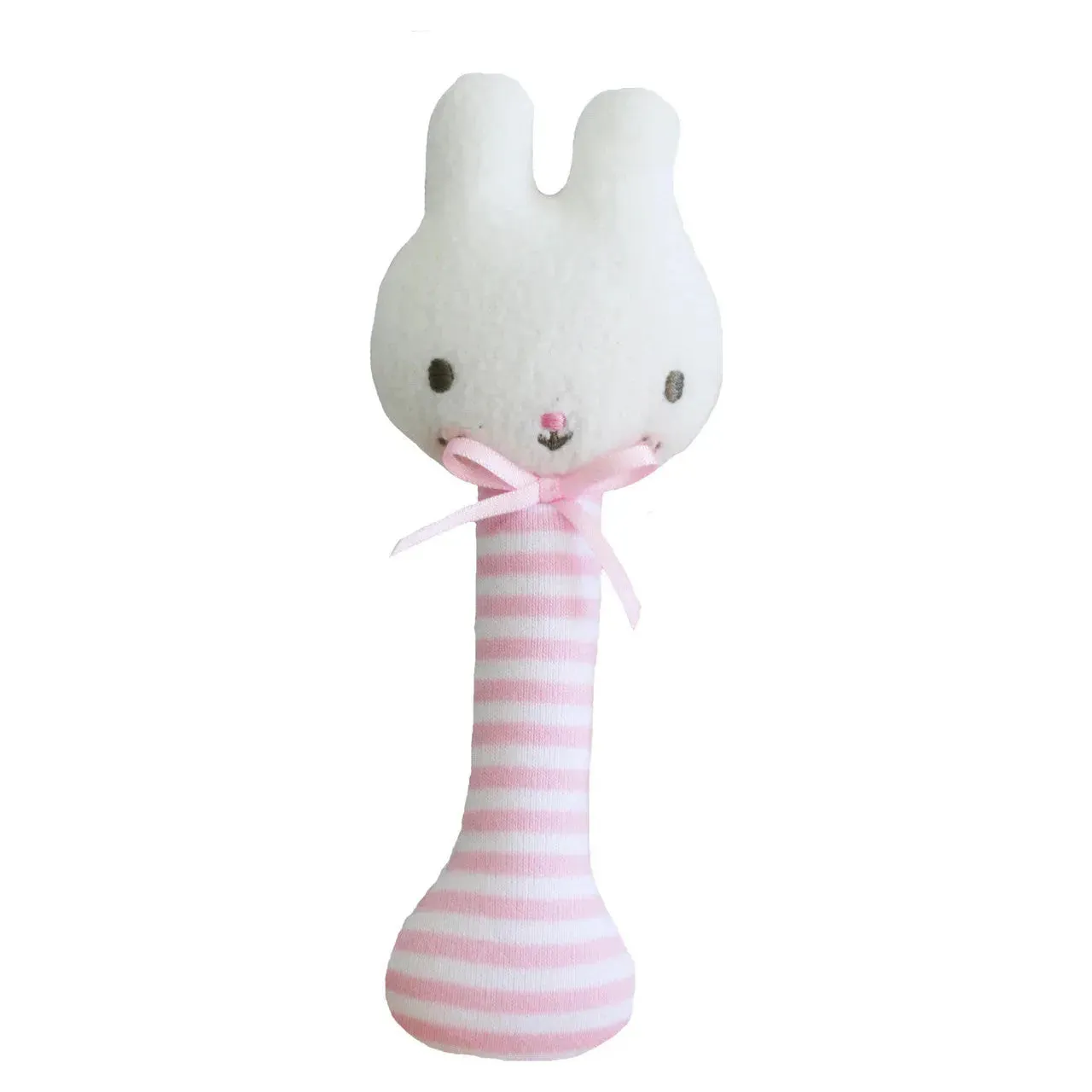 Baby Bunny Stick Rattle Pink Stripe