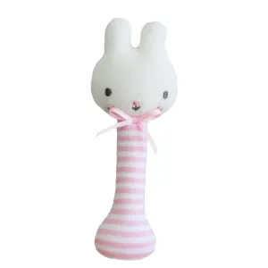Baby Bunny Stick Rattle Pink Stripe