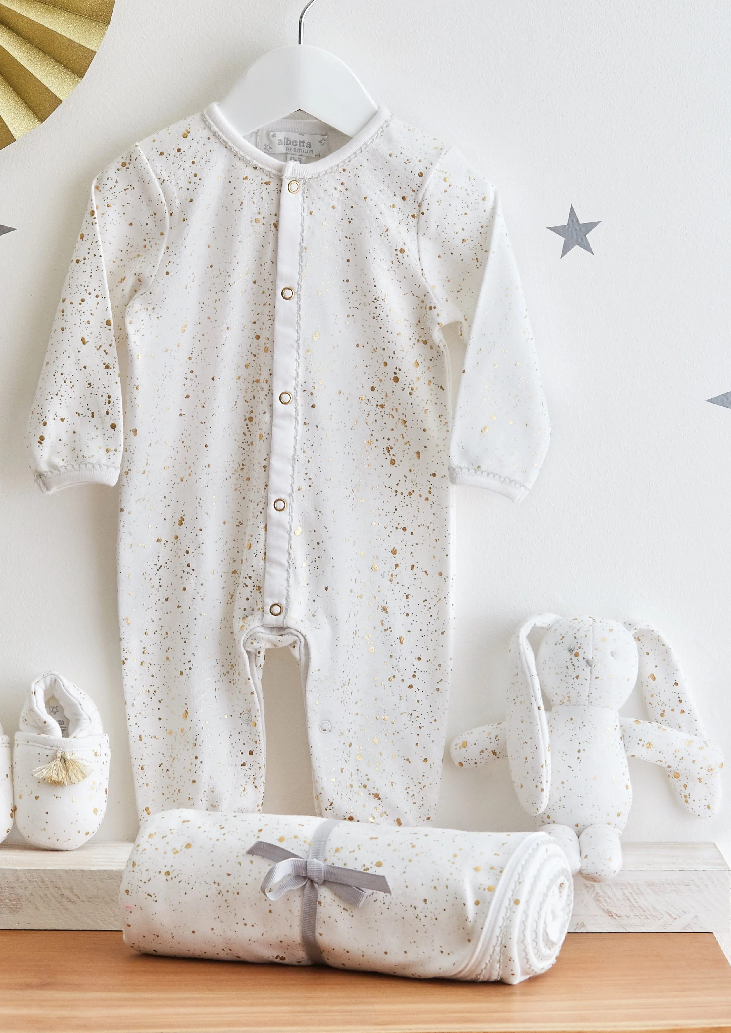 Baby Gold Confetti Print Babygrow