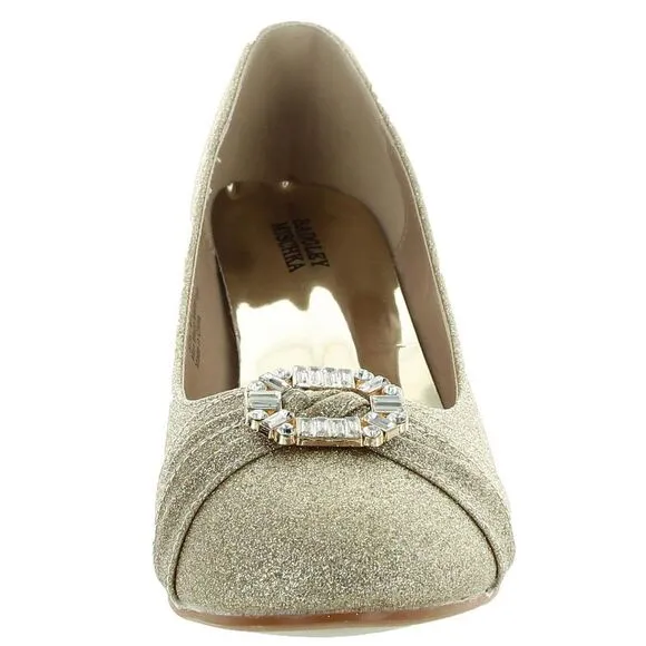 Badgley Mischka Girls Gold Glitter Man Made Pumps New