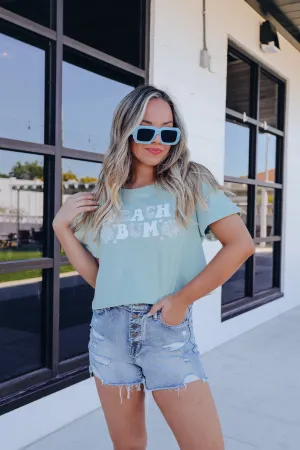 Beach Bum Cropped Graphic Tee - Mint