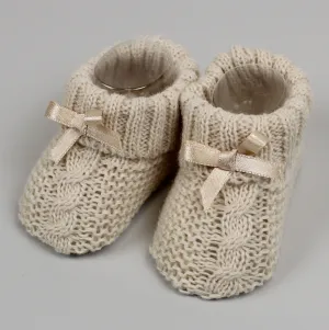 Beige Baby Knitted Booties - Newborn to 6 months