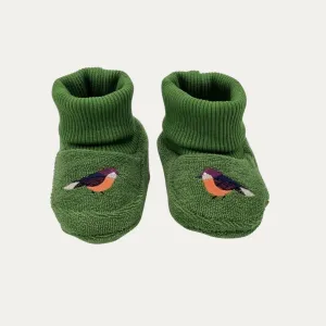 Birds Organic Booties Green