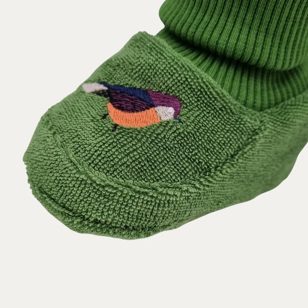 Birds Organic Booties Green