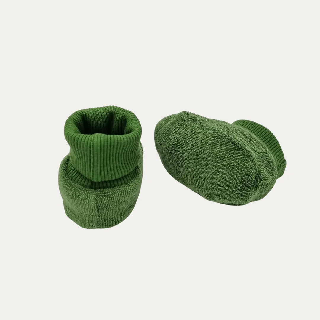 Birds Organic Booties Green