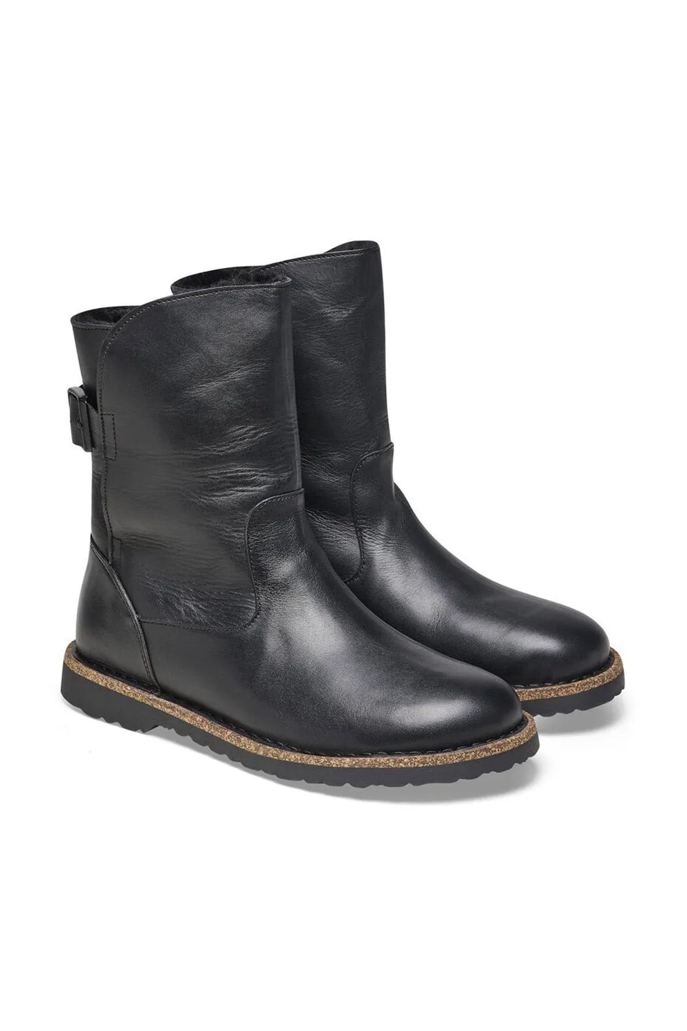 Birkenstock Uppsala Leather Shearling Booties for Women in Black | 1025583