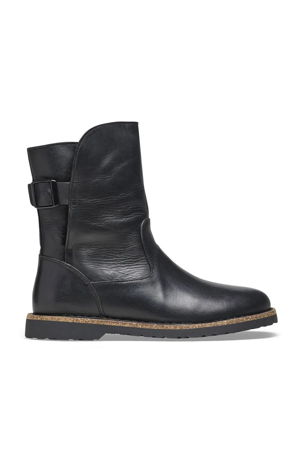 Birkenstock Uppsala Leather Shearling Booties for Women in Black | 1025583