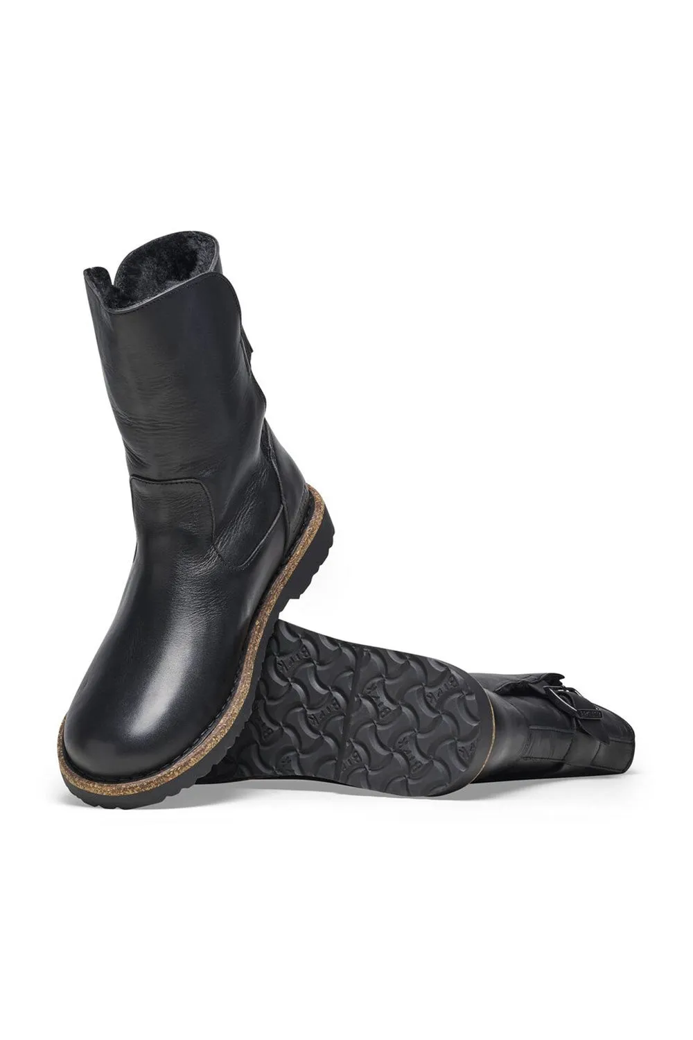 Birkenstock Uppsala Leather Shearling Booties for Women in Black | 1025583
