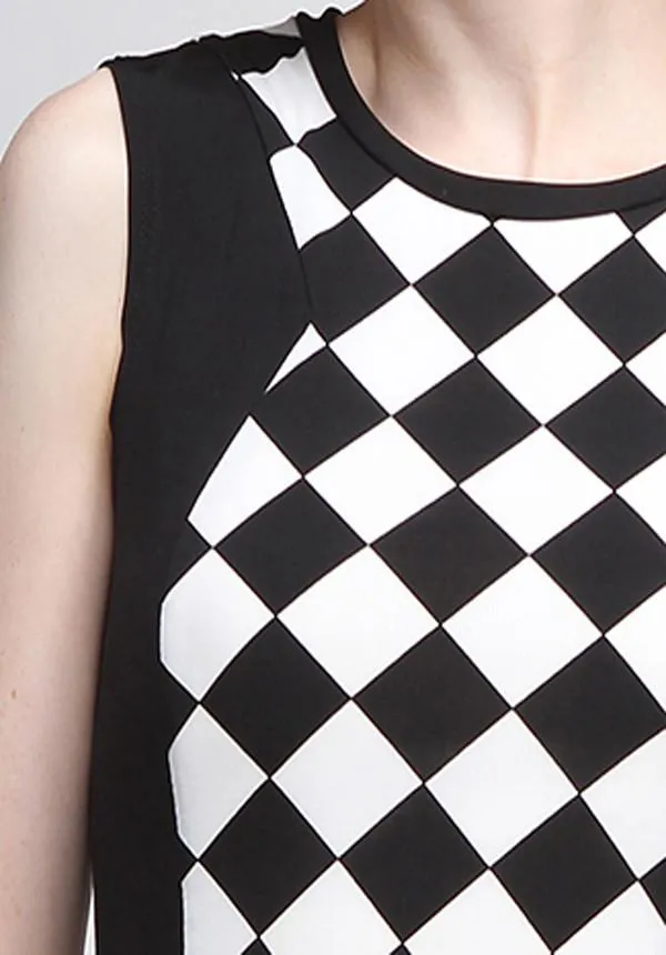 Black And White Checkered Bodycon Dress