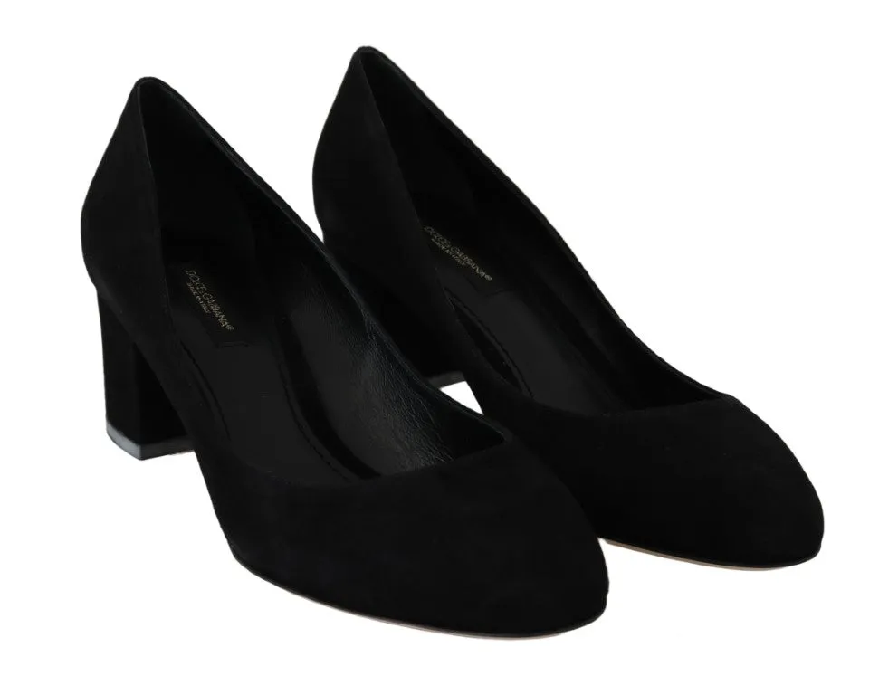 Black Suede Leather Pumps Heels