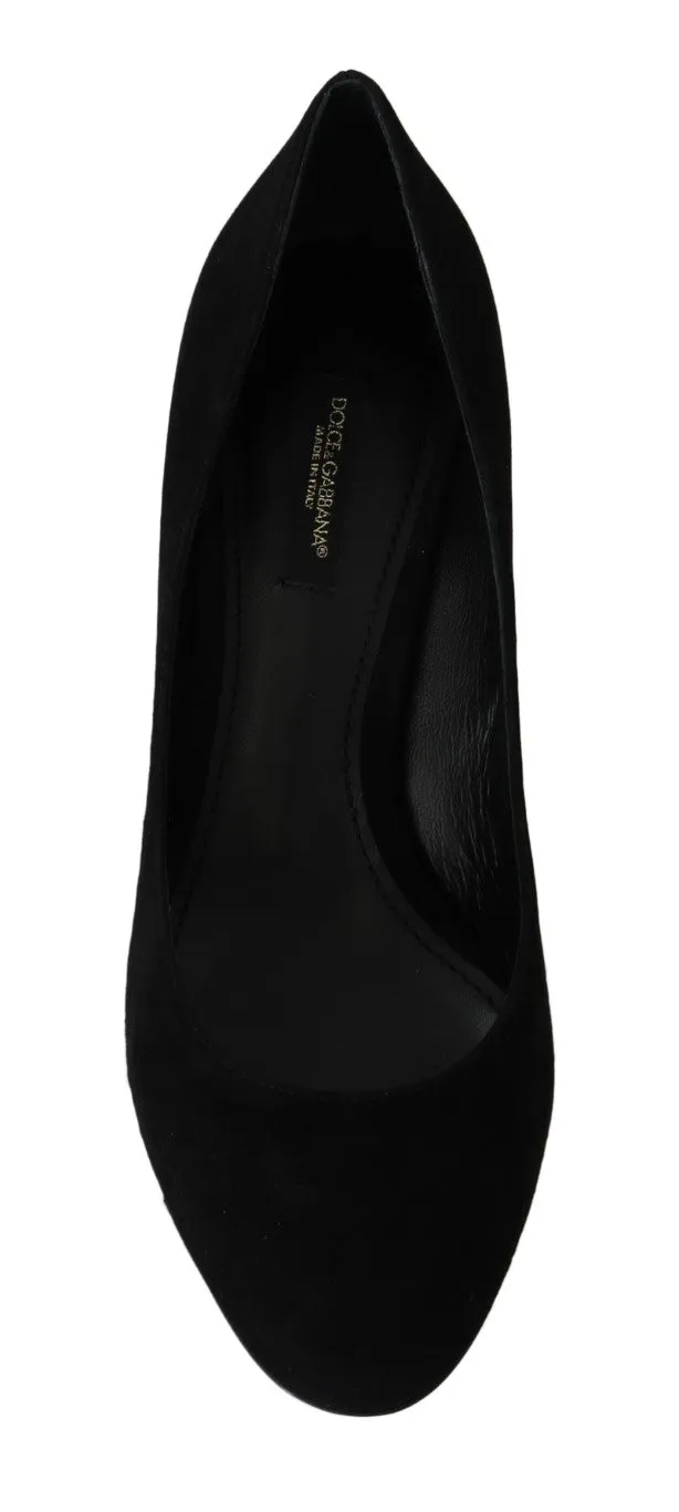 Black Suede Leather Pumps Heels