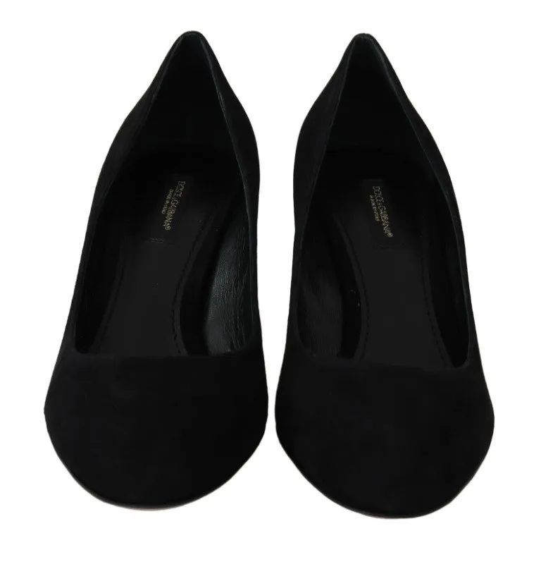 Black Suede Leather Pumps Heels