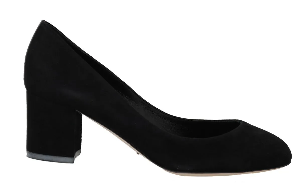 Black Suede Leather Pumps Heels