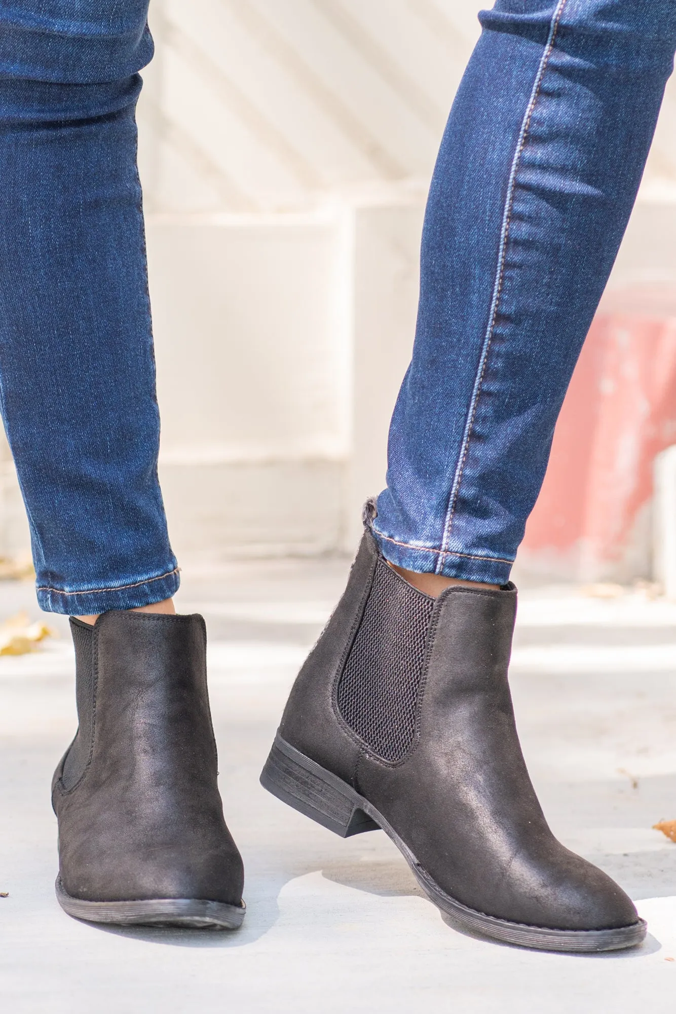 Blake Leopard Trim Booties Black