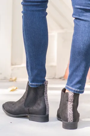 Blake Leopard Trim Booties Black