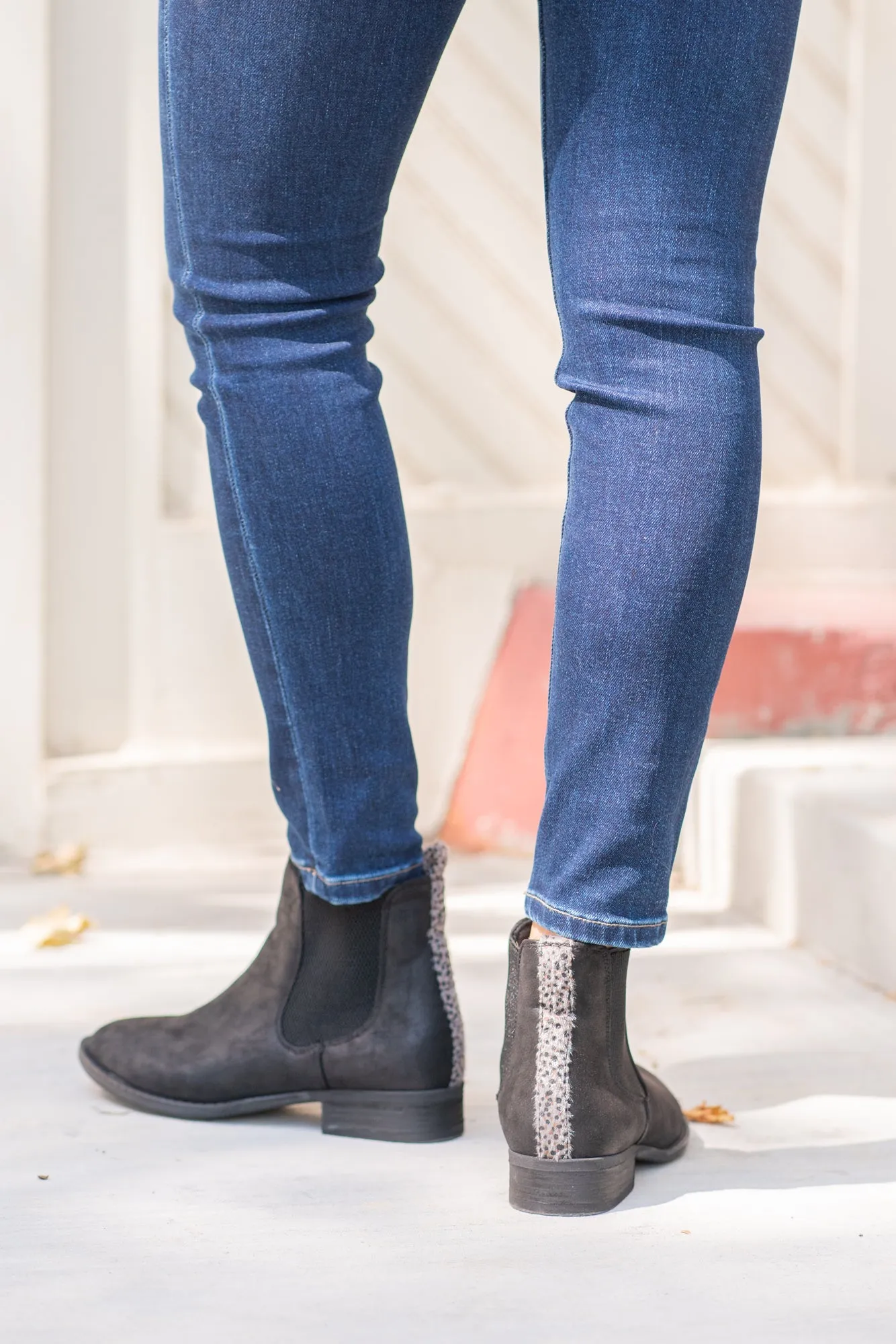 Blake Leopard Trim Booties Black