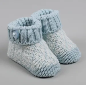 Blue Baby knitted Booties Newborn to 6 months