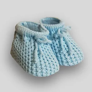 Blue Knitted Booties Newborn to 6 months