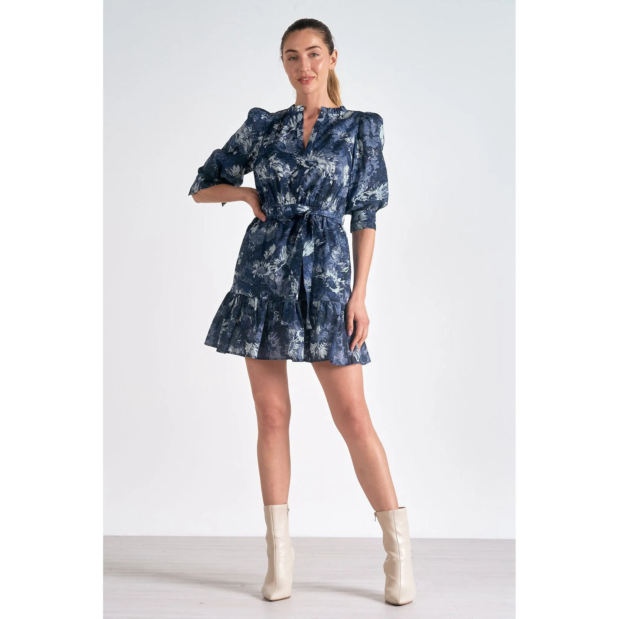 Blue Tuscany Ruffle Dress